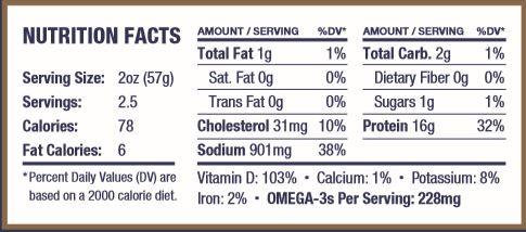 Nutritional information for Smoked Wild Keta Salmon